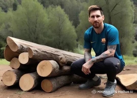 Messi Teases CR7 with Imaginary Wood Chopping in Forest – AI Generated Video | Hailuo AI