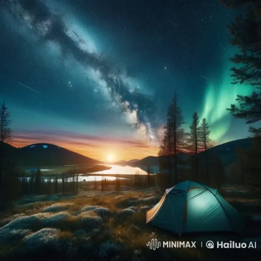 Enchanted Night: Celestial Dance Over Serene Campsite – AI Generated Video | Hailuo AI