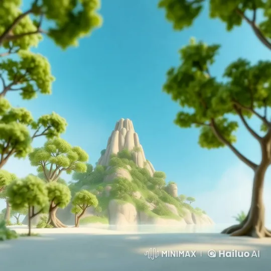 Aerial Panorama of Serene Kembang Island in Live2D Anime Style – AI Generated Video | Hailuo AI