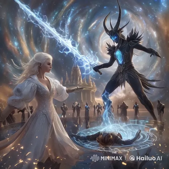 Mystical Duel: Armored Figure vs. Energy-Harvesting Woman – AI Generated Video | Hailuo AI