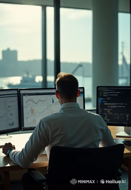 Serene Office Scene with Person Studying Graphics – AI Generated Video | Hailuo AI