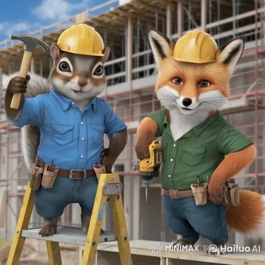 Animated Short: Playful Rabbit & Dog on a Construction Site – AI Generated Video | Hailuo AI