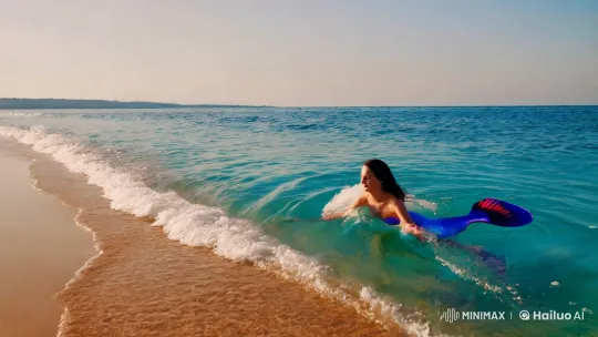 Mermaid Emerges in Tranquil Underwater Ballet – AI Generated Video | Hailuo AI