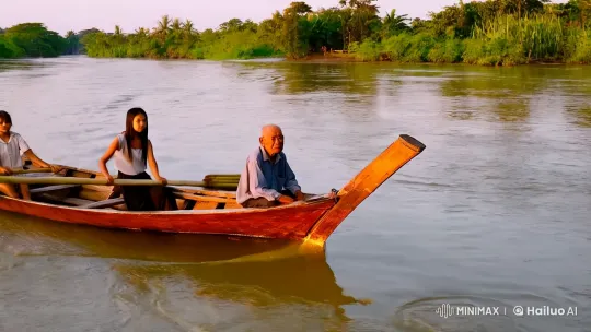 Thai River Journey: Family's Harmony and Wisdom – AI Generated Video | Hailuo AI