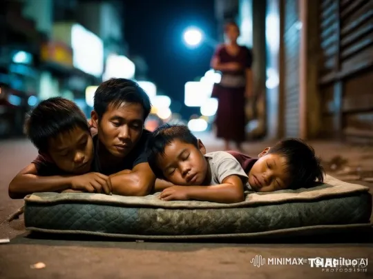 Children Resting on Street Amidst Urban Serenity – AI Generated Video | Hailuo AI