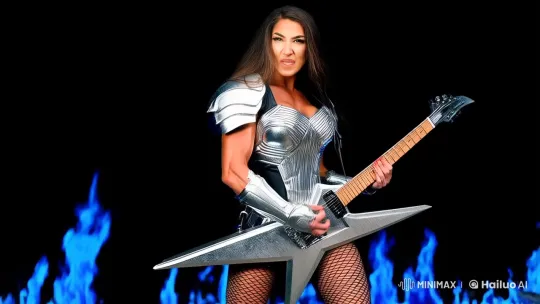 Warrior Woman Rocks Futuristic Medieval Fusion Outfit – AI Generated Video | Hailuo AI