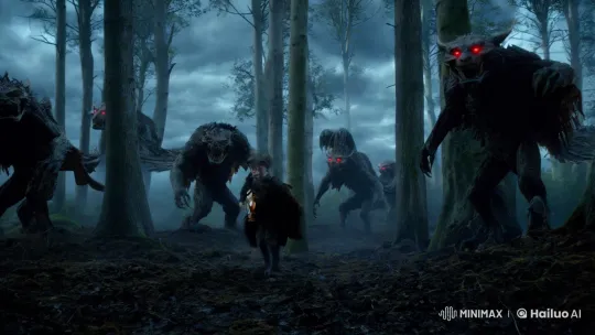 Boy Navigates Menacing Forest with Determination – AI Generated Video | Hailuo AI