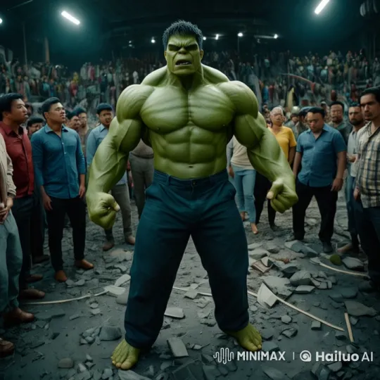 Hulk Addresses Survivors in Realistic Disaster Scene – AI Generated Video | Hailuo AI