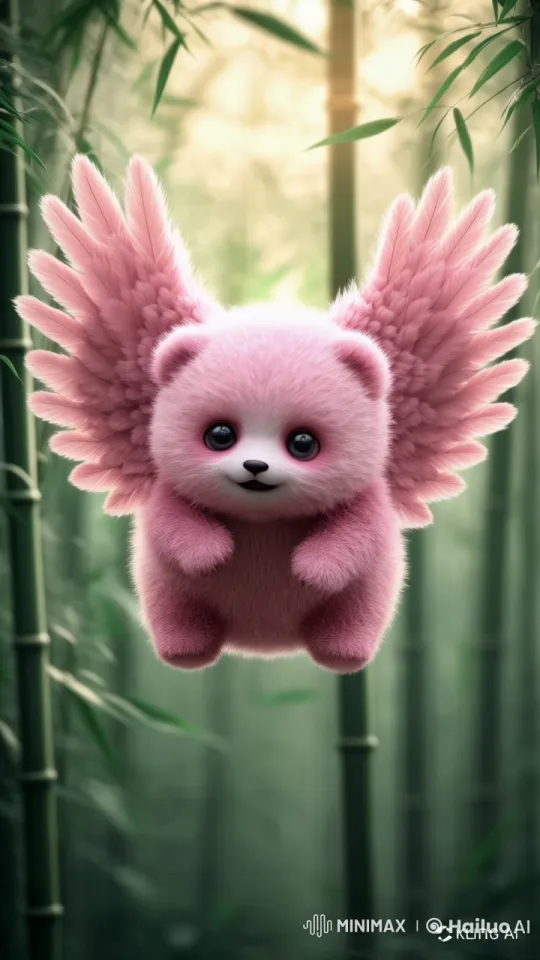 Cute Panda with Wings Spreads Joy in Bamboo Forest – AI Generated Video | Hailuo AI