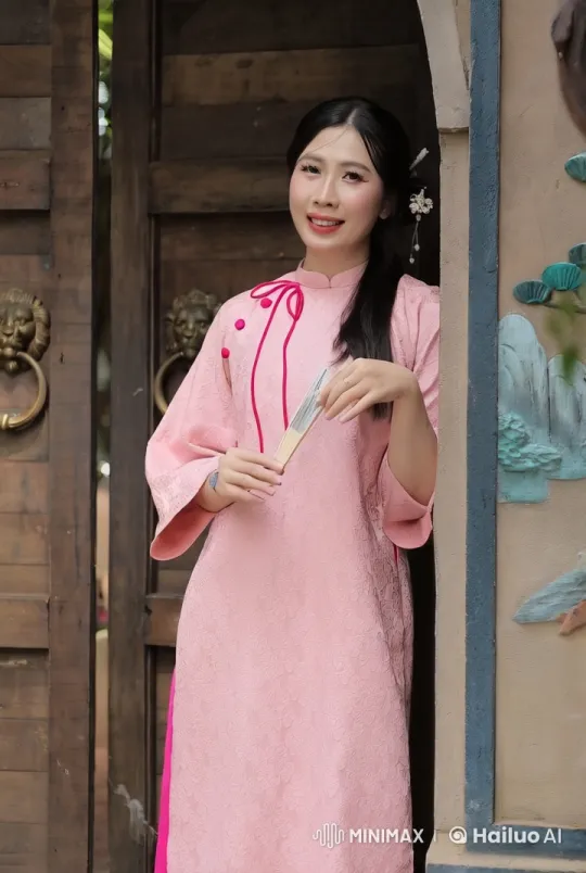 Traditional Kungfu Practice with Fan by Historic Door – AI Generated Video | Hailuo AI