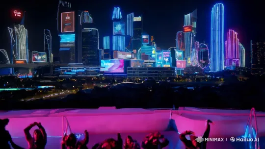 Futuristic Dance in Neon-Lit Metropolis – AI Generated Video | Hailuo AI