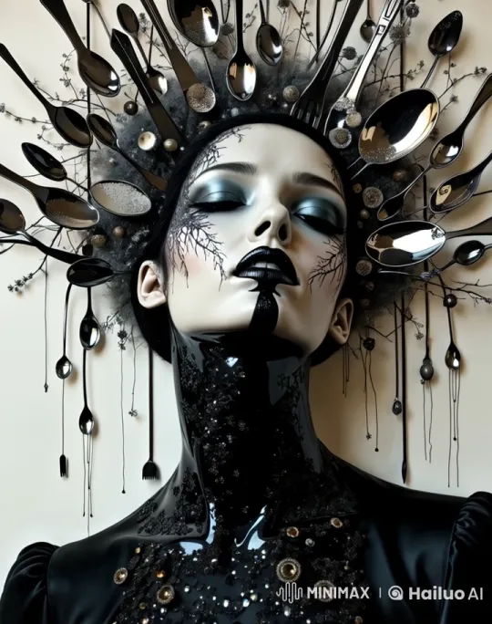 Cutlery Headdress Comes Alive in Surreal Art Video – AI Generated Video | Hailuo AI