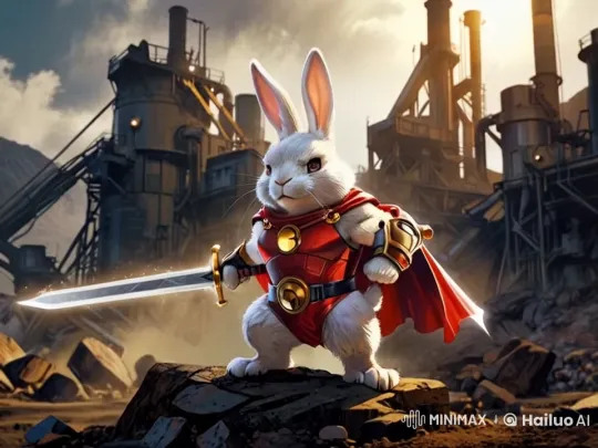 Heroic Rabbit Stands Firm in Industrial Superhero Scene – AI Generated Video | Hailuo AI