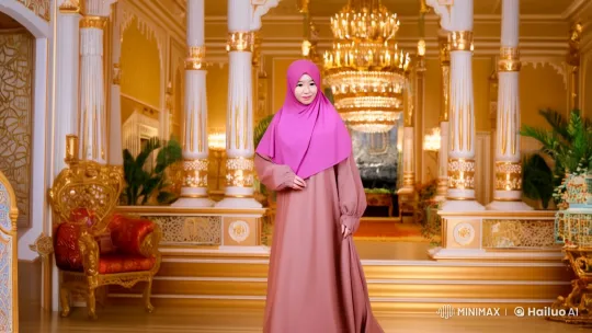 Woman in Hijab in Opulent Palace and Enchanted Forest – AI Generated Video | Hailuo AI