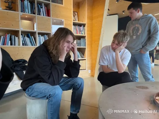 Teenage Boys Share Affection in Cozy Library Setting – AI Generated Video | Hailuo AI