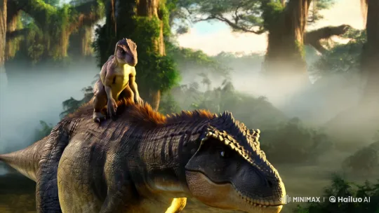 Dawn of Prehistoric Bond: Majestic Dinosaur Duo – AI Generated Video | Hailuo AI