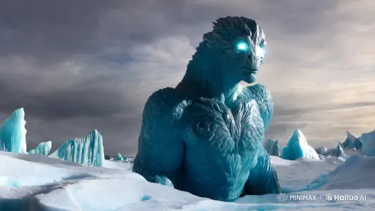 Ice Giant Emerges from Majestic Iceberg Landscape – AI Generated Video | Hailuo AI