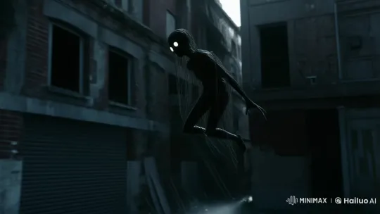 Shadow Figure Haunts Old City in Analog Horror Clip – AI Generated Video | Hailuo AI