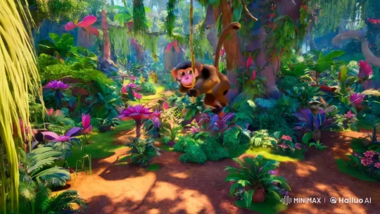 Vibrant Jungle Parade Showcases A Playful Monkey – AI Generated Video | Hailuo AI