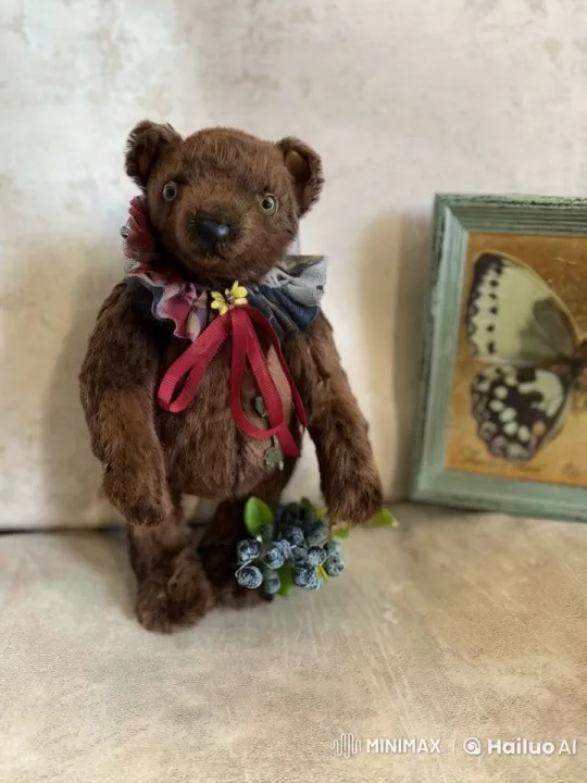 Dancing Teddy Bear with Plaid Collar and Blueberries – AI Generated Video | Hailuo AI