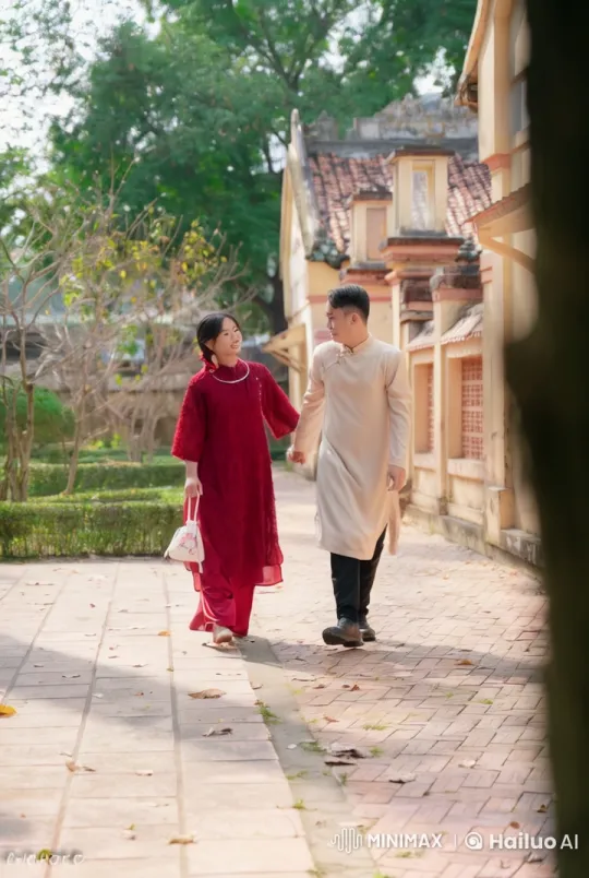 Couple Showcases Martial Arts in Tranquil Historic Setting – AI Generated Video | Hailuo AI