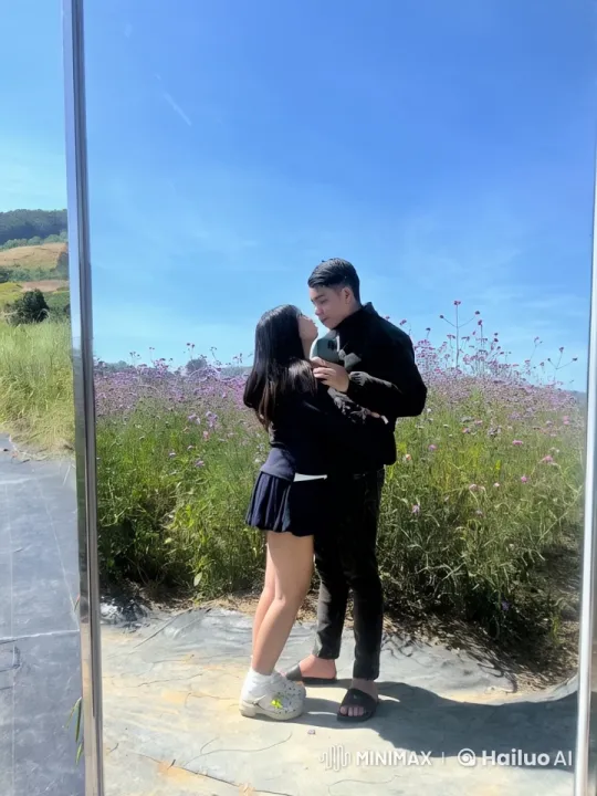 Young Couple Reflects Love in Purple Flower Field – AI Generated Video | Hailuo AI