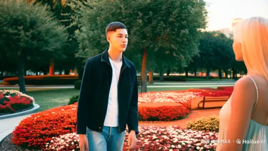 Romantic Park Twilight Kiss Scene – AI Generated Video | Hailuo AI
