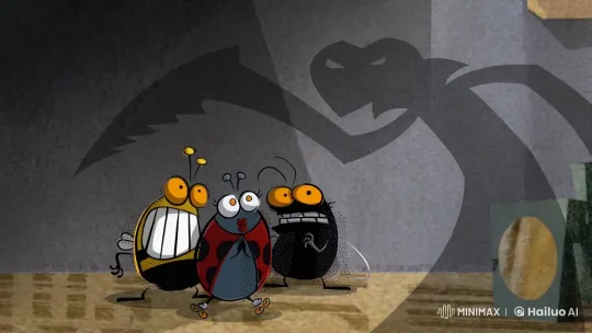 Cartoon Bugs React to Menacing Snake Shadow – AI Generated Video | Hailuo AI