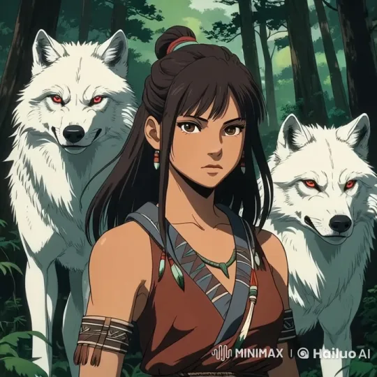 Tribal Girl Defends Wolves Against Foxes in Ancient Forest Struggle – AI Generated Video | Hailuo AI