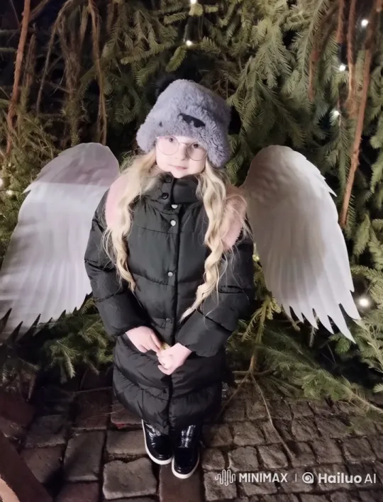 Young Girl Ascends as Christmas Angel with Joyful Laughter – AI Generated Video | Hailuo AI
