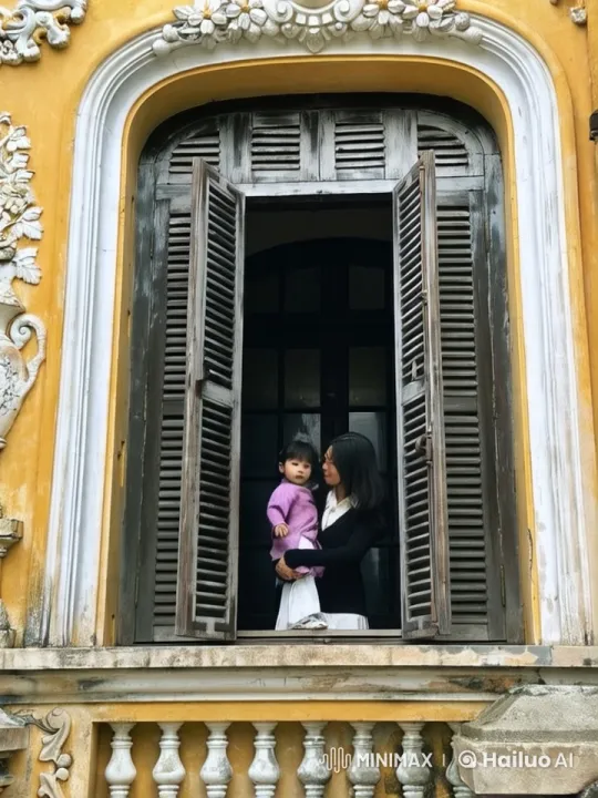 Woman and Child Perform Martial Arts at Ornate Window – AI Generated Video | Hailuo AI