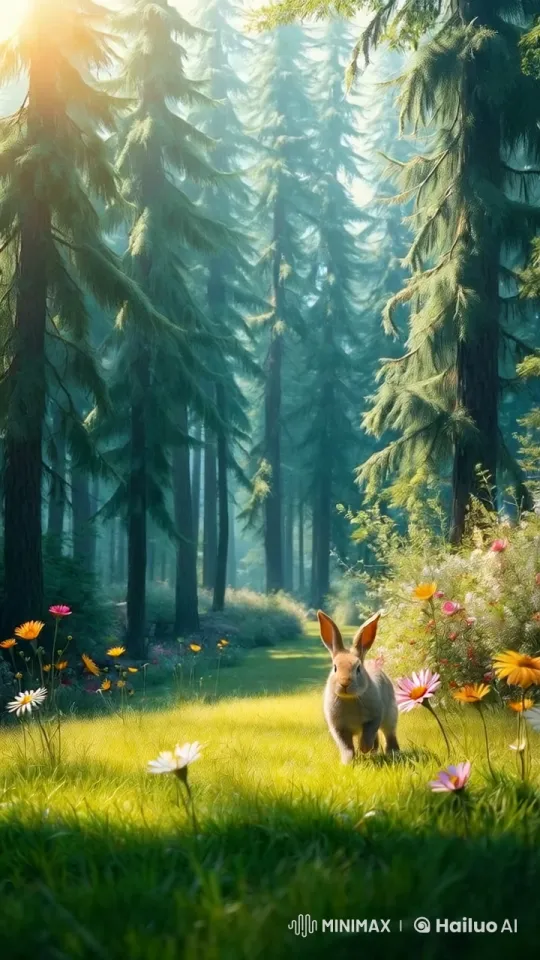 Rabbit and Cat: Forest Friends with Different Thoughts – AI Generated Video | Hailuo AI