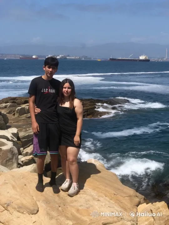 Couple's Emotional Moment by the Calm Sea with Ships – AI Generated Video | Hailuo AI