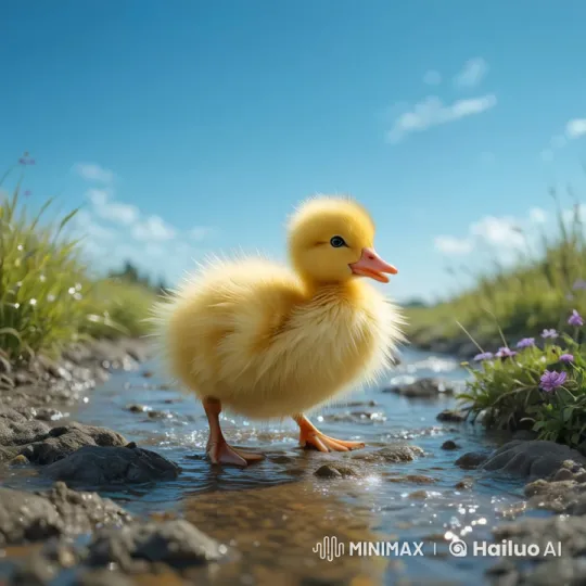Happy Duckling by a Sparkling Stream – AI Generated Video | Hailuo AI