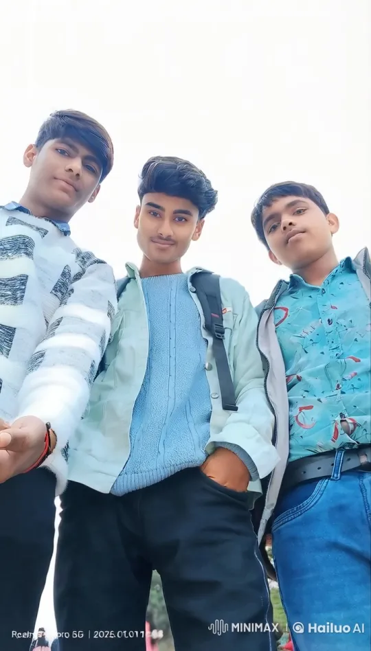 Three Friends Enjoying Outdoors with Bright Sky Background – AI Generated Video | Hailuo AI