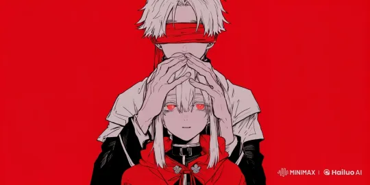 Mysterious White-Haired Character in Red Setting – AI Generated Video | Hailuo AI