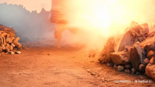 Soldier's Determination in a Chaotic Battlefield – AI Generated Video | Hailuo AI