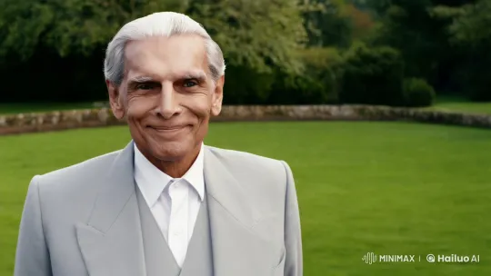 Elegant Elderly Man Sips Tea in Green Garden – AI Generated Video | Hailuo AI