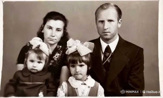 Vibrant Family Portrait in Vintage Sepia Tone – AI Generated Video | Hailuo AI