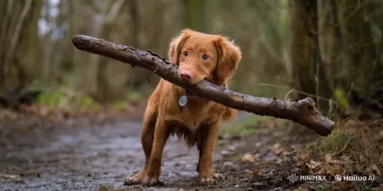 Dog Plays with Dwarfs in Autumnal Forest – AI Generated Video | Hailuo AI