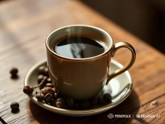 Steamy Black Coffee on Wooden Table with Warm Ambiance – AI Generated Video | Hailuo AI