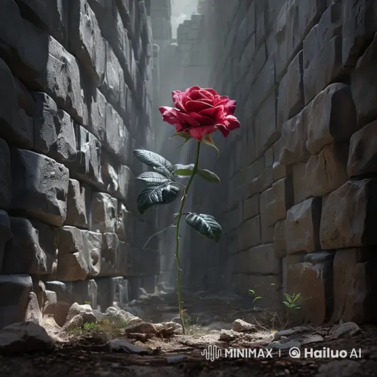 Solitary Rose Amid Stone Walls and Gentle Breeze – AI Generated Video | Hailuo AI