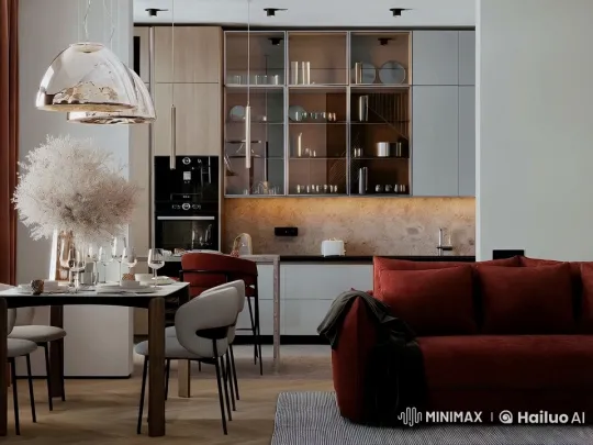 Cozy Home with Graceful Cat and Elegant Dining Area – AI Generated Video | Hailuo AI