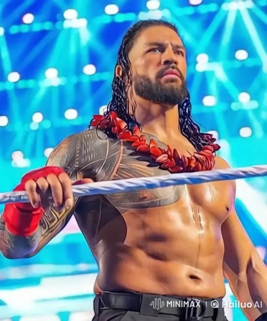 Confident Wrestler Stands in Arena With Tattooed Arm – AI Generated Video | Hailuo AI