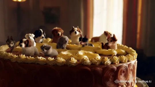 Magical Cake Transforms into Lifelike Dogs – AI Generated Video | Hailuo AI