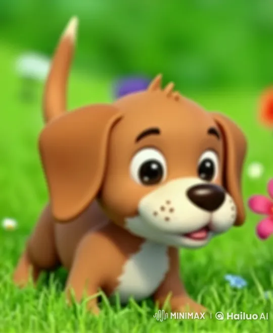 Cute Puppy Makes Friends with Weimaraner in Flowered Meadow – AI Generated Video | Hailuo AI