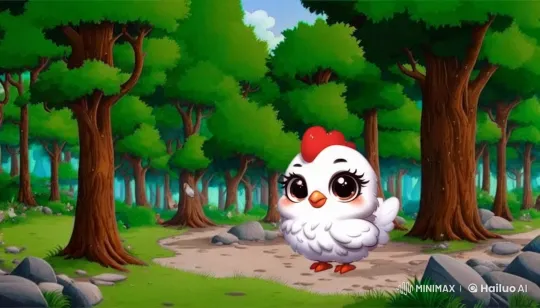 Determined Mother Hen Searches for Lost Chicks in Forest – AI Generated Video | Hailuo AI