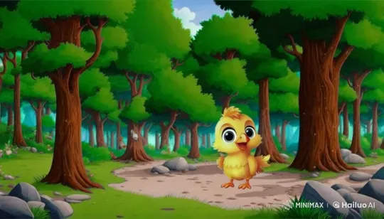 Chick's Solitary Search in a Lush Forest – AI Generated Video | Hailuo AI