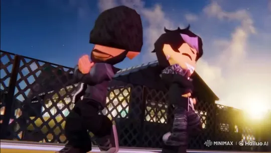 3D Characters Dance on Sidewalk, Car Approaches Dramatically – AI Generated Video | Hailuo AI