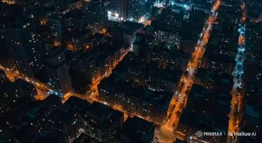 Cyberpunk Cityscape: Tranquil Night Aerial View – AI Generated Video | Hailuo AI